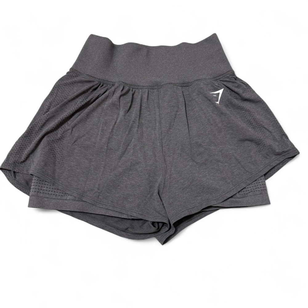 Gymshark Shorts Womens Vital Seamless 2.0 Size MED 2 In 1 Gray Marl NO TAG